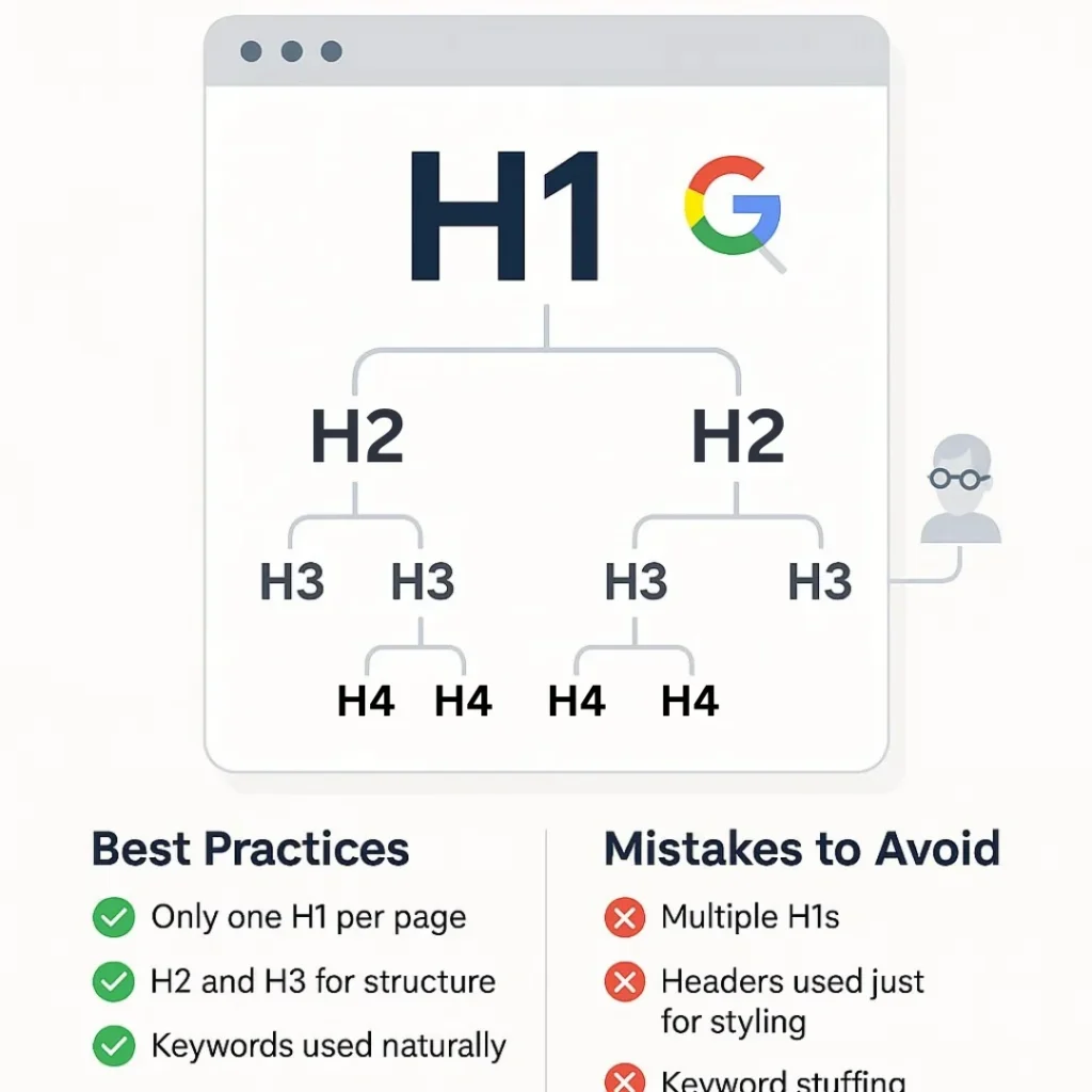 Proper website header structure