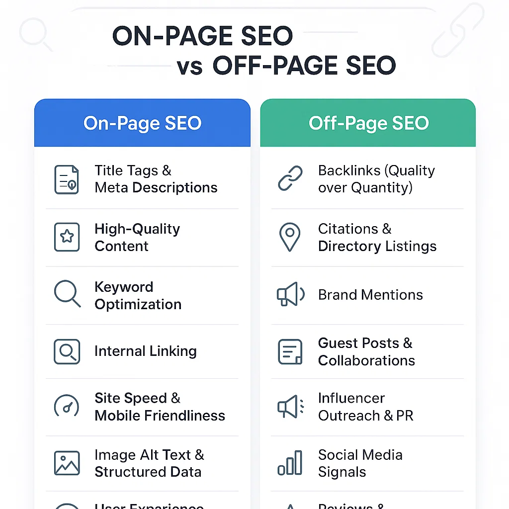 Off Page SEO VS On Page SEO